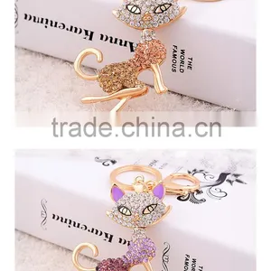 Majestic Fox Sparkling Keychain Blingbling Crystal Handbag or Feather Fans Key Chain Fox Key Ring Holder Purse Bag thumbnail-6