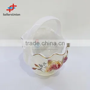 2017 No.1 Yiwu Agent Hot Sale Export Commission Agent Unique Design Ceramic Flower Basket With Handle thumbnail-1