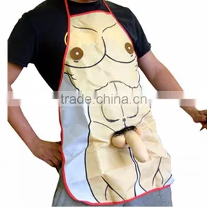 Sexy Kitchen Apron Naked Man Creative Gentleman Cooking Apron Funny Party Kitchen Gag Gift for Men Boyfriend thumbnail-1