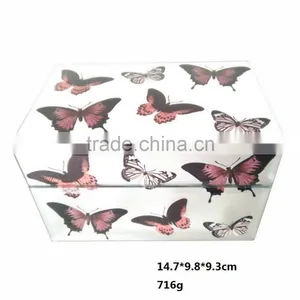 Printed Butterfly Design Mirror Glass Jewelry Box thumbnail-1