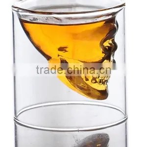 Skull Heat Resistant Glass Coffee Cup Personalized Skull Heads Hand Blown Double Wall Glass Cup thumbnail-2