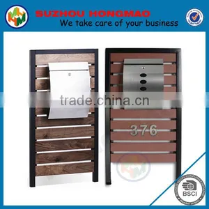 WOODEN STAND STAINLESS STEEL TOWNHOUSE MAILBOX thumbnail-1