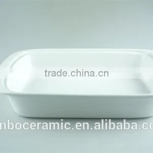 White Ceramic Rectangular Stoneware Bakeware, Porcelain Casserole Serving Dishes thumbnail-3
