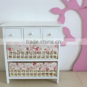 Wooden Home Furniture / Wood Storage Cabinets With Woven Baskets thumbnail-6