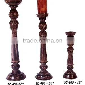 Wood Piller Candle Stand, Hand Carved Wooden Candle Holder, Tall Wooden Candle Holder, Wedding Decoratiion Candle Holder thumbnail-1