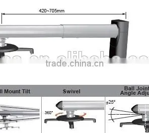 420-705 MM Aluminum Universal Projector Wall Mount thumbnail-1