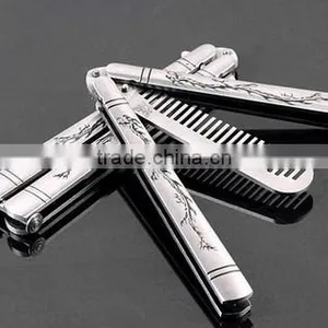 Wholesales Sliver Comb Multi Function Stainless Steel Trainer Tool Butterfly Comb thumbnail-1