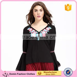 Domin Fashion Factory Latest Embroidery Style Lady Blouse thumbnail-1