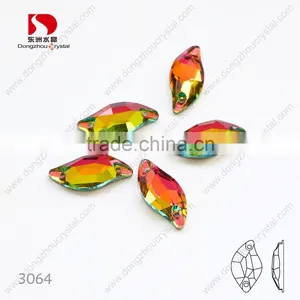 Leaf Shape k5 Crystal Sew on Stones With Silver Plated/foiled Flat Back thumbnail-2