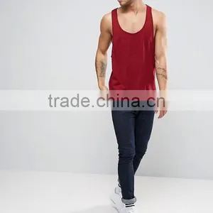 2017 Best Price New Design Summer Custom Red Gym Wear Comfortable Cotton Spandex Fashion Men's Sport Plain Tank Tops thumbnail-4