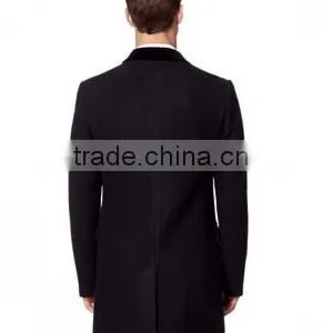 2014 Winter Season Hot Selling Fashion Design Black Lapel Slim Fit Mens Cashmere Men Coat thumbnail-2