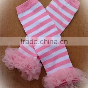 Cute Baby Ruffle Leg Warmers Kids Handmade Pink Leg Warmers thumbnail-1