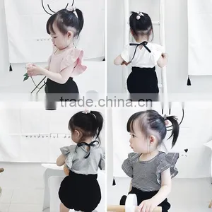 0-6 Years 2017 Wholesale Cotton Summer Sleeves Bow Baby Girls Blouses (pick Size Color) thumbnail-6