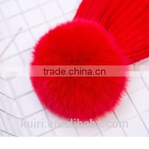 Factory Supply 14cm Fox Fur Ball Cap Pom Poms Winter Hat for Women Girl 's Wool Hat Knitted Cotton Beanies Cap Brand New Design thumbnail-4
