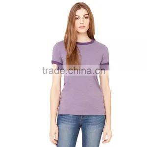 Bella+Canvas Women's Jersey Short Sleeve Ringer Tee - 52% Combed and Ring-spun Cotton 48% Poly, Slim Fit and Comes With Your Log thumbnail-1