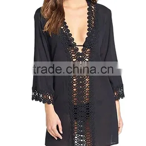 Walson Women's Floral Lace Beach Bikini Cover up Beach Dress Swimwear thumbnail-1