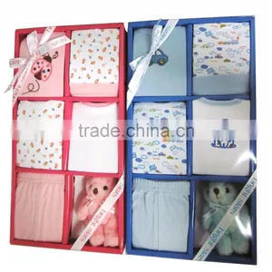 New Born Baby Clothes 6pcs Gift Set Baby Bodysuit Baby Pants Baby T-shirt Baby Cap Baby Bib Toy thumbnail-1
