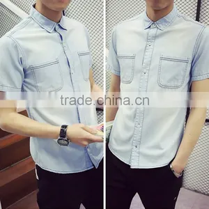 Short Sleeve Shirt Retro Plus-size Half Sleeve Lining Cowboy Clothing thumbnail-1