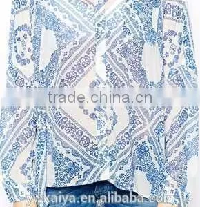 100% Cotton Artsy Chick Turkey Pattern Women Blouse thumbnail-2