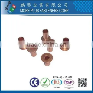 Taiwan Stainless Steel 18-8 Chrome Plated Steel Nickel Plated Steel Copper Brass DIN6791 DIN660 Semi-Tubular and Solid Rivet thumbnail-3