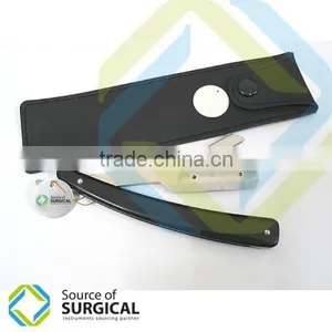 Attractive Black Plastic Handle Barber Straight Razor| Duarable White Steel Handle High Quality Razor B-SR-17 thumbnail-1