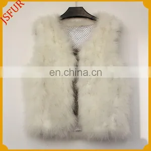 2015 Newest Design Brief Style Women Real Turkey Feather Vest Spring Coat thumbnail-3