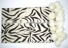 Silk Pashmina Wool , Plain Pashmina Shawl With Fur Balls thumbnail-3