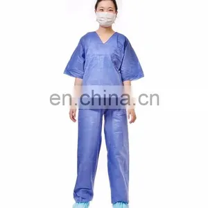 White Dark Blue Single Use Non Woven Scrub Suit From Xiantao Supplier thumbnail-2