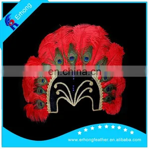 Beautiful Turkey and Peacock Feather Headdress for Performance and Decoration thumbnail-1