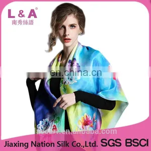 Digital Printing New Women's Fashion Lady Silk Scarf Shawl thumbnail-1