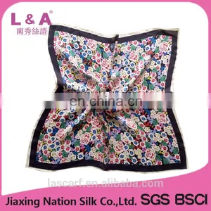 Silk Small Flowers Printing Scarf for Girls thumbnail-1