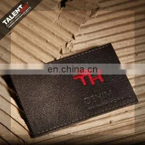 Custom Private Jeans Leather Patch With Embroidery Brand Logo thumbnail-1