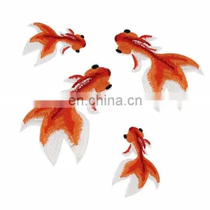 2017 New Style Exquisite Single Goldfish Embroidery Cloth Stickers Beige Fashion Personalized Patch in Stock thumbnail-1
