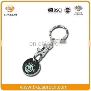 Custom Logo Printing Enamel With Metal Trolley Coin Keychain thumbnail-1