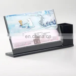 L Shape and Convenience Black Desk Calendar With Pen Holder thumbnail-1