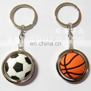 Custom Fancy Metal Basketball Shape Keychain With Epoxy Logo thumbnail-1