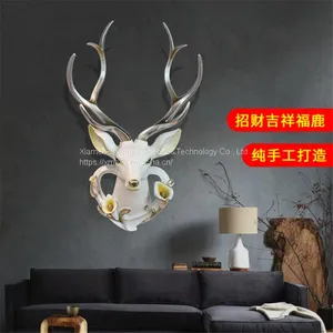 Home Decor Creative Products European-style Retro Imitation Animal Deer Head Wall Wall Wall Hanging Wall Decoration Resin Home Style Crafts thumbnail-1