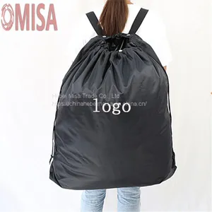 Large Capacity Laundry Backpack Bag Over the Door Hanging Laundry Hamper With Stainless-Steel Hooks 2 in 1 Laundry Bag for School Dormitory, Camping,Laundry Room, Outdoor Travel, Black thumbnail-5