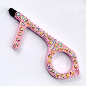 No Touch Keychain Contactless Door Opener With Colorful Diamonds thumbnail-4