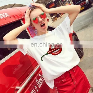 New Product Autumn Hot Style European and American Loose Solid Color Printing Round Neck Short Sleeve Women's T-shirt thumbnail-6