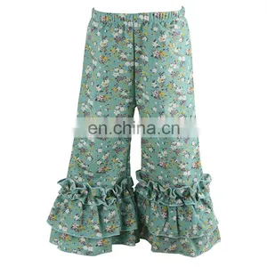 Girls Kids Printed Flare Pants Wide Leg Pants Icing Ruffle Trousers Solid Color 20colors 5 Size thumbnail-1