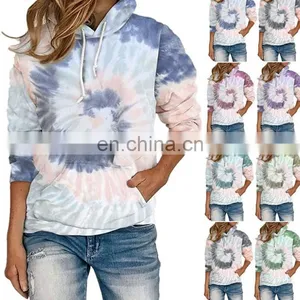 Autumn Womens Sweatshirt Hoodies Hooded Gradient Print Long Sleeve Tie Dyeing Pullover Sweatshirt Women Oversized Sudadera Mujer thumbnail-1