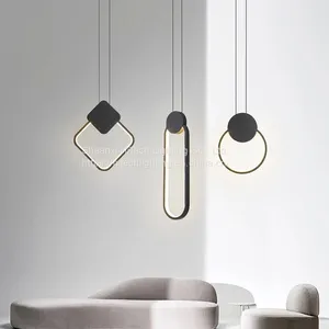 Novelty Nordic Led Pendant Lights For Living Room Bedroom Bedside Bar Wall Decor Lighting Geometry Hanging Lamps Kitchen Fixture thumbnail-5