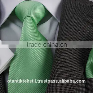 Green Striped Pocket Square and Cufflink Set Neck Tie, Corbata, Gravate, Krawatte, Cravatta, Fashion Tie thumbnail-1