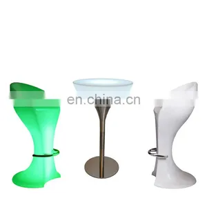 Chairs for Restaurant Modern Colorful Led Bar Table High Cocktail Tables for Events LED Table Chairs for Party thumbnail-1