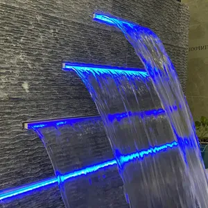 Best Selling Acrylic Garden Wall Sheer Descent Indoor and Outdoor Water Fountain Water Curtain Pool Waterfall With Led Light thumbnail-1