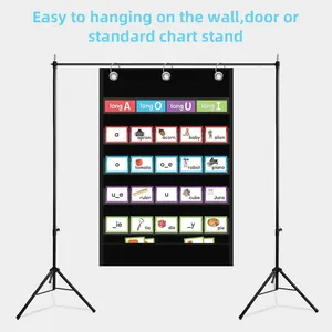 Standard Pocket Chart, Clear 5 Pockets Words Chart With Extra Storage Pocket for School Home Office Use, Word Wall and Sentence Strips thumbnail-1