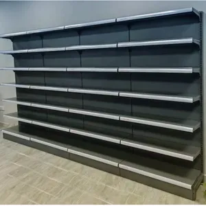 Double Side American Standards Metal White Supermarket Gondola Shelf Rack thumbnail-4
