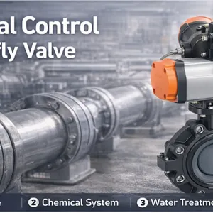PVC-U Lug Butterfly Valve Pneumatic Actuated Valve for Industrial Pipeline System thumbnail-1