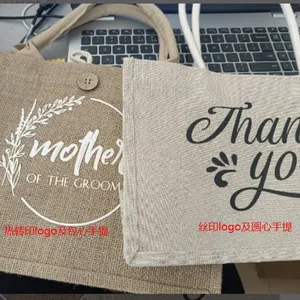 Custom Size And Printed Jute Tote Bags thumbnail-2